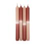 Dip Dye dinner candles LISSITA, 4 pieces, salmon-old pink, 10"/25cm, Ø 0.9"/2,3cm, 11h