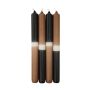 Dip Dye dinner candles LISSITA, 4 pieces, black-caramel, 10"/25cm, Ø 0.9"/2,3cm, 11h