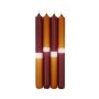 Dip Dye dinner candles LISSITA, 4 pieces, burgundy-cognac, 10"/25cm, Ø 0.9"/2,3cm, 11h