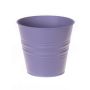 Round zinc pot MICOLATO with grooves, lilac, 4.7"/12cm, Ø5.3"/13,5cm