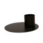 Metal candlestick holder TERENCE for dinner candles, black, 4,5cm, Ø12,5cm