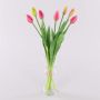 Artificial bouquet of tulips LONA, pink-green, 18"/45cm, Ø 8"/20cm