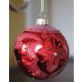 Glass Christmas ball CAROLINE with flower decoration, shiny red, Ø 3.1"/8cm