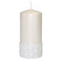 Pillar candle JULIETTA with silk pattern, ivory, 5.9"/15cm, Ø 2.8"/7cm, 63h