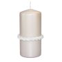 Pillar candle JULIETTA with silk ring, cream, 5.9"/15cm, Ø 2.8"/7cm, 63h