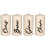 Advent candles PAULINO with numbers, 4 pieces, cream glossy, 15cm, Ø7cm, 63h - Made in Germany