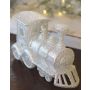 Acrylic hanging ornament Locomotive GEREON, glitter, white-silver, 4.7"x2.8"/12x7cm