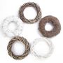 Vine basic wreath set MARLEC, 5 pieces, brown-white, Ø 11"-12"/28-30cm