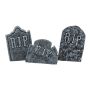Halloween memorial stones / gravestones KRAMPUS, 3 pieces, stone-effect, polystyrene, skulls, 20"/51cm, 20"/50cm, 13"/34cm