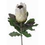 Textile flower Protea NELLI, white-yellow, 30"/75cm, Ø 3.1"/8cm