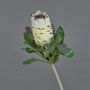Textile flower Protea NELLI, white-yellow, 30"/75cm, Ø 3.1"/8cm