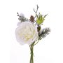 Artificial rose bouquet FANNI, cones, snow, white, 12"/30cm, Ø 5.9"/15cm