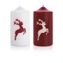 Motif candle / Christmas candle DALDI, deer motif, set of 2, bordeaux, 5.9"/15cm, Ø 3.1"/8cm, 69h - Made in Germany