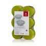 Set of 12 maxi tea lights / Decorative candle KENNY, green, 0.8"/2,1cm, Ø 2.2"/5,6cm, 8h