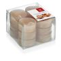 Set of 12 scented tea lights / Scented candle ASTRID, light brown, 0.6"/1,6cm, Ø 1.5"/3,7cm, 4h