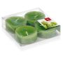 Set of 4 maxi tea lights / Scented tea lights ASTRID, apple green, 0.7"/1,9cm, Ø 2.2"/5,7cm, 8h