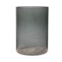 Glass cylinder vase SANYA EARTH, dark grey-clear, 25cm, Ø18cm