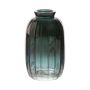 Decorative glass bottle SILVINA with grooves, forest green clear, 11,8cm, Ø7cm