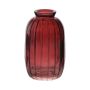 Decorative glass bottle SILVINA grooves, red brown-clear, 11,8cm, Ø7cm