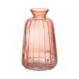 Decorative glass bottle TATIANA with grooves, pale pink-clear, 11cm, Ø6,8cm