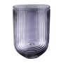Oval glass table vase NICODEMO with grooves, grey-clear, 16x8x24cm