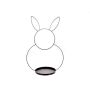 Metal ring bunny FLIPPY with tray as foot, black, 26"/65cm, Ø17"/43cm
