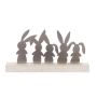 Decorative figurine Metal bunnies CINCO on wooden foot, natural-grey, 14"x2"x7"/35x5x18cm