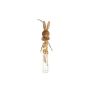 Decorative glass tube for hanging NARNIKA with bunny head and dried flowers, Easter decoration, yellow-brown, 2"x1.4"x10"/5x3,5x25cm