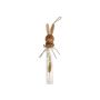 Decorative glass tube for hanging NARNIKA with bunny head and dried flowers, Easter decoration, white-brown, 2"x1.4"x10"/5x3,5x25cm