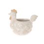 Flower pot Chicken ARKAS made of ceramic, dragonfly motif, grey-white, 6"x4.2"x5.2"/15,6x10,6x13,2cm