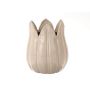 Flower pot TULPA in tulip head shape, ceramic, cream, 9"/23cm, Ø7"/19cm
