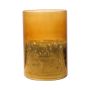 Maxi tealight jar RIGOBERTO, gold bottom, orange-brown-clear, 15cm, Ø10cm