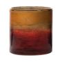 Maxi tealight jar RIGOBERTO, gold at the top, red-clear, 10cm, Ø10cm