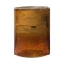 Maxi tealight jar RIGOBERTO, gold at the top, orange-brown clear, 12,5cm, Ø10cm