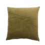 Cuddly velvet cushion NOELANI, diagonal decorative stitching, khaki green, 18"x18"/45x45cm