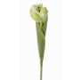 Artificial tulip flower ROMANA, green-white, 18"/45cm, Ø 2.4"/6cm