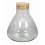 Glass bottle PEPPA, with cork lid, cone/round, clear, 10"/26,5cm, Ø9"/22,5cm