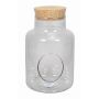 Glass Terrarium DONELL, cork lid, side opening, cylinder/round, clear, 10"/25cm, Ø7"/17cm