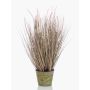 Artificial grass: OVIDIO feather grass, panicles, zinc pot, pink-green, 24"/60cm