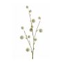 Textile flower snowball branch ATERIDA, white, 31"/80cm