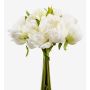 Artificial peony bouquet WILO, white-green, 10"/25cm