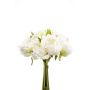 Artificial peony bouquet WILO, white-green, 10"/25cm