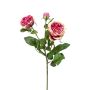Textile flower rose branch CALISTA, pink, 24"/60cm