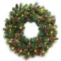 KERRY artificial Christmas wreath with pine cones, LEDs, green, Ø75cm