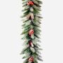 Synthetic foam winter garland RAVENNA with pine cones, frosted, 9ft/275cm, Ø10"/25cm