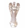Decorative angel figure PINTA, flower reaching, silver-copper, 12"/30cm