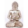 Buddha figure MAHAVIR, sitting meditating, silver, 12"/30cm
