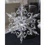 Acrylic hanging ornament ice flower ANTONIO, glitter, transparent-silver-white, Ø5.5"/14cm