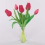Decorative tulip bouquet LEANA, pink and green, 30 cm, Ø20 cm