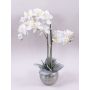 Fabric Phalaenopsis orchid KAREN, decorative pot, frosted, white, 24"/60cm